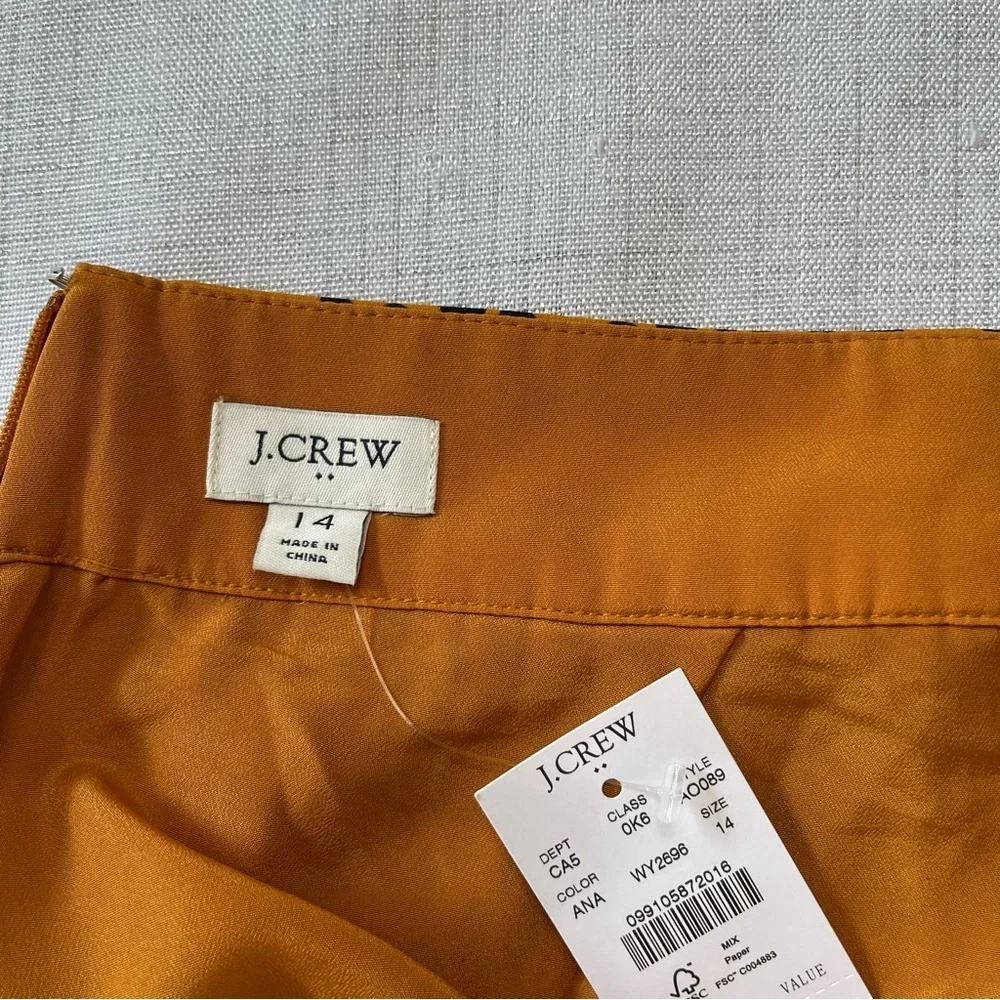 J. CREW Factory Animal Print Pleated Midi Skirt NWT Style AO089 Size 14